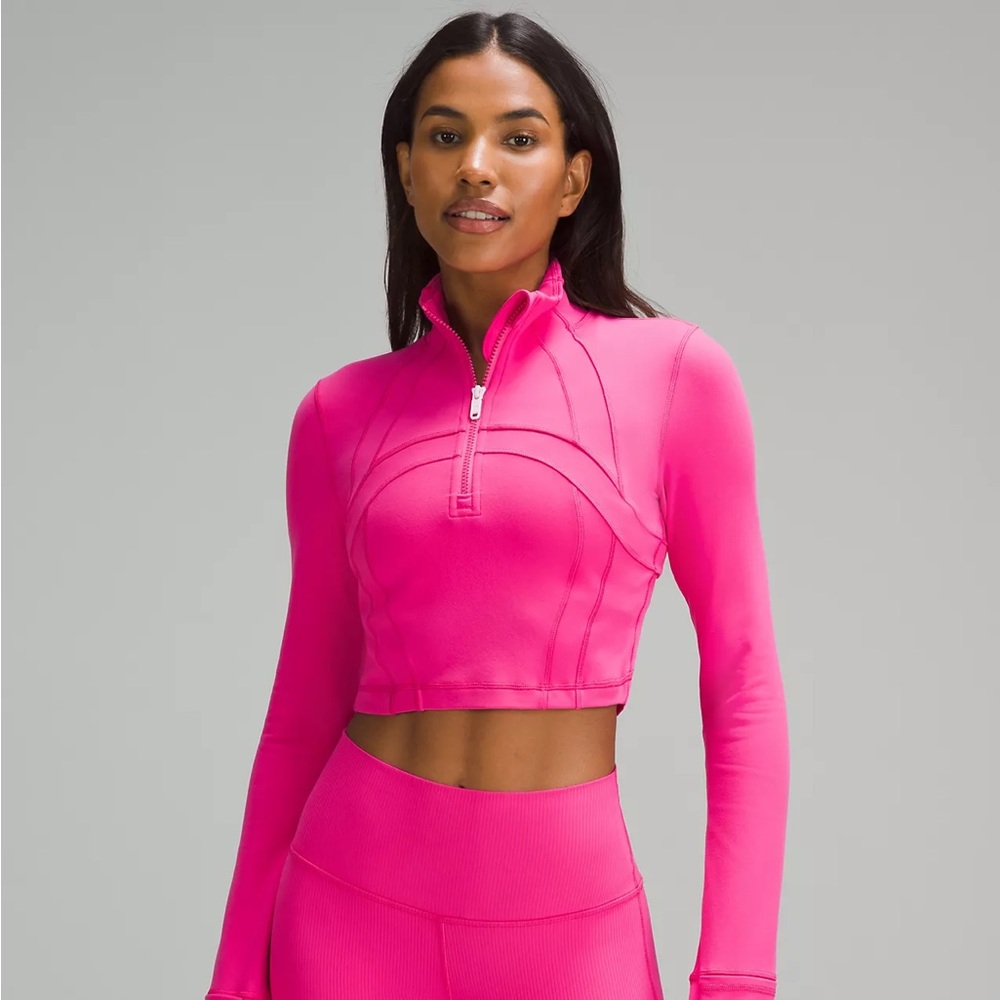 Lululemon cropped Define half zip Luon Sonic pink size 4